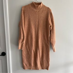 Debut brown knit mock neck dress